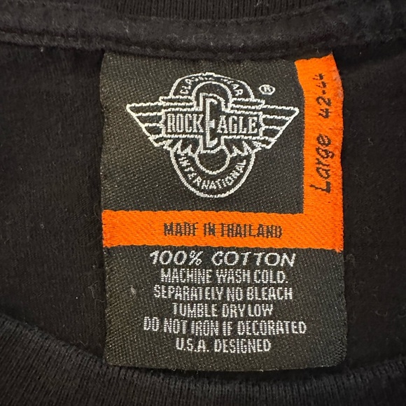 SOLD Rock Eagle Long Sleeve Black Cotton T-shirt Unisex Horse Western SZ L - Picture 5 of 5